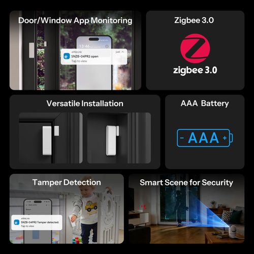 SONOFF SNZB-04PR2 Wireless Alarm Contact Sensor, Zigbee Door Window Sensor 4PCS — image 3