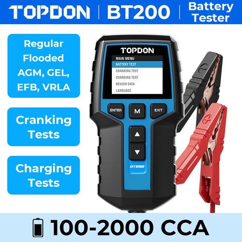 TOPDON BT200 Car Battery Tester 24V 12V Load Tester Charging System Analyzer UK