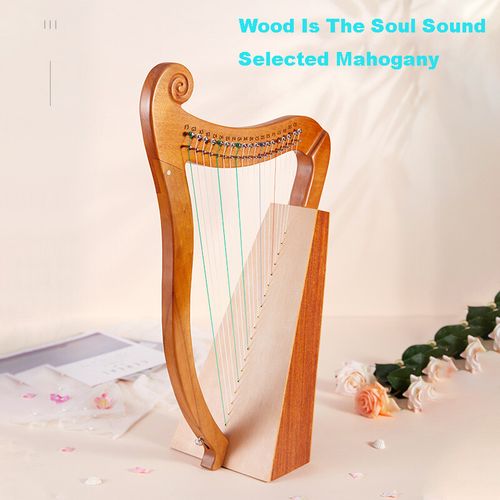 19 String Lyre Irish Harp Solid Wood Veneer Lyre Stringed Lever Harps Instrument — image 9