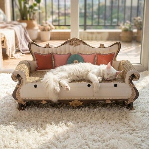 Vintage Pet Cat Scratcher Sofa Bed Luxury Cat Lounge Nest Sisal Scratching Board