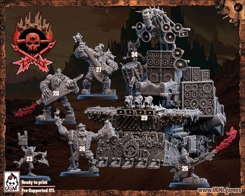 Apocalypse Orc Fantasy Football Team – Resin 3D Printed Miniatures for Wasteland