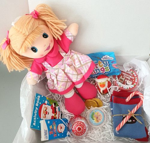 Girls Christmas Eve Box Filled Gift Set Rag Doll Activity Book Treats Toys Xmas