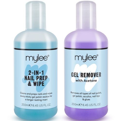 Mylee Nail Gel Polish Prep + And Wipe & Remover UV LED Manicure Acetone 2x250ml — image 1