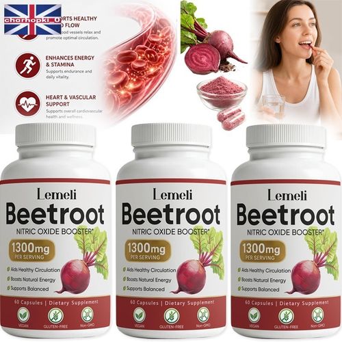 3-Pack | Lemeli Beetroot - 1300mg, Lemeli Beet Root Supplement 60 Capsules UK~ — image 1
