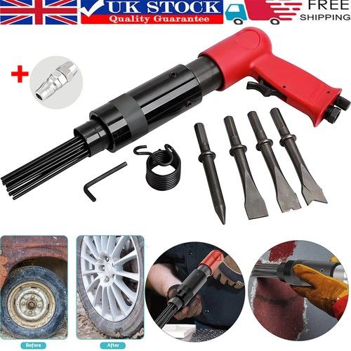 Air Hammer Chisel Descaler Needle Gun With 4 Chisels Tool For Compressor Tool UK