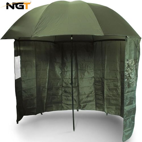 NGT 45" Green Umbrella Brolly Tent Shelter Carp Fishing Tackle + Zip on Sides — image 1
