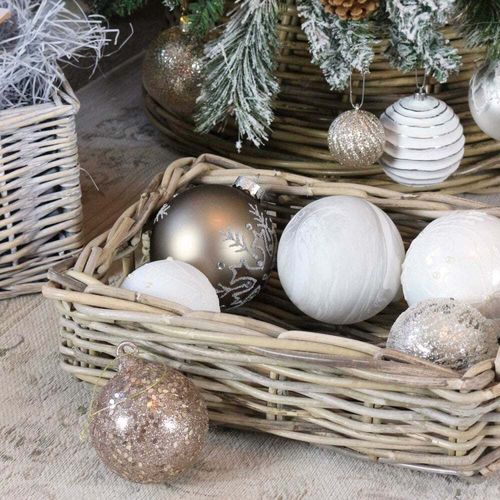 Grey & Buff Rattan Storage Baskets Rectangular Wicker Empty Hamper Display Tray — image 12