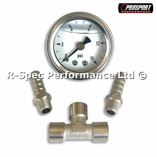 Low Fuel Pressure 15 Psi Test Gauge Kit With Inline Adaptor 8mm Hose Tails Pump