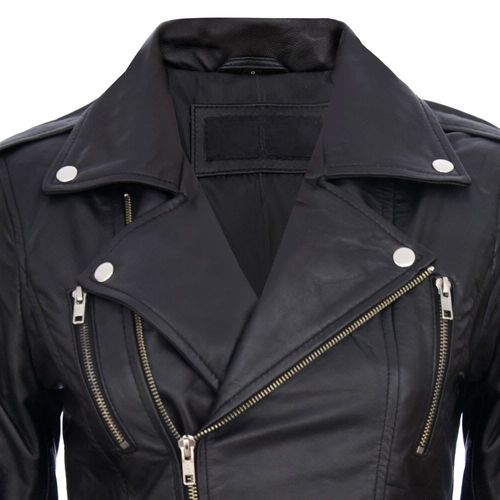 Women's Black Multi Zip Soft Coat Retro 100% Nappa Real Leather Biker Jacket — image 2