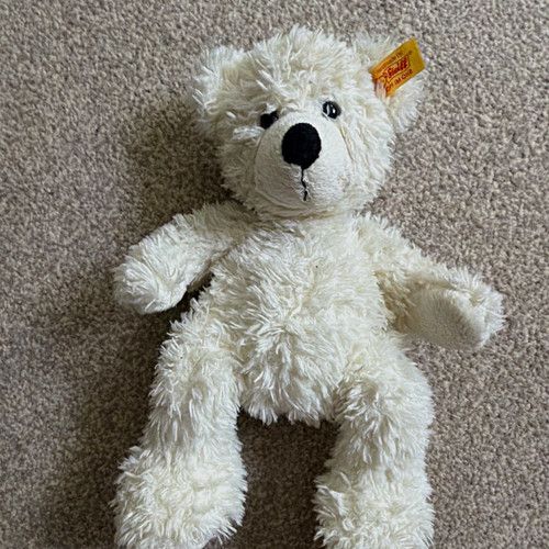 Steiff White Plush Teddy Bear Soft Toy with Yellow Ear Tag, Small 15-35cm