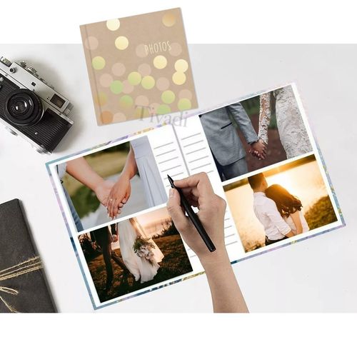 Photo Album 200 Photos 4x6 | Kraft Cover, Gold Polka Dot, Scrapbook Keepsake — image 10
