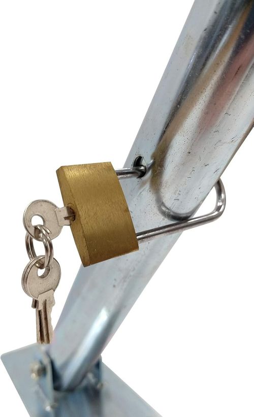 3 Legged Folding Security Caravan Parking Barrier Post With Padlock & 3 Keys — image 2