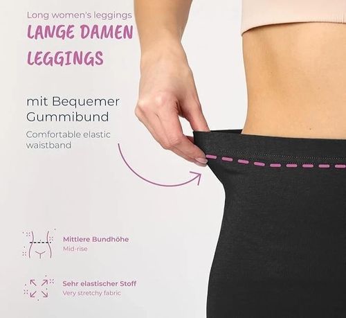 Leggings  Plain Full Length Black UK Size 6 - 30 Womens Ladies Girls Lot — image 4