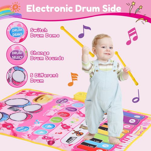 iFunLong Musical Toys Mat for 3 Year Old Girls, 2 in 1 Baby 80 x 58 cm, Pink  — image 5