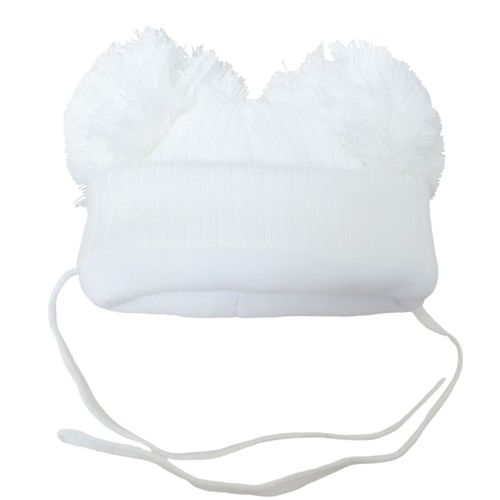 Baby Pom Pom Beanie Hat Double Bobble Cap Strap Boy Girl NB 0-3 3-6 6-12 12-18 — image 3