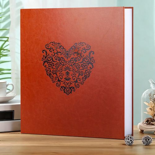 5Inch Photo Album 500 Photos Large Capacity Slip Pockets PU Leather Cover Orange — image 5