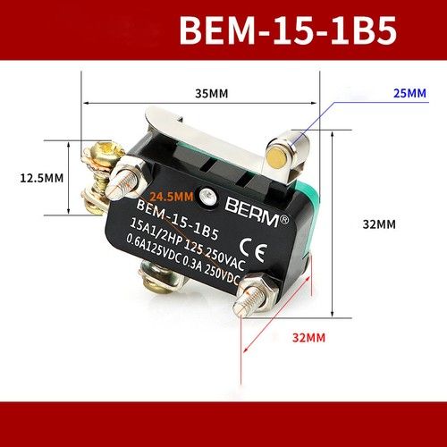 250V 15A Microswitch SPDT Micro Switch Lever / Long Curved Roller Micro Switch