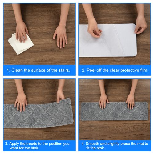 10 Pack 8"x30" Non Slip Stair Treads Indoor Wooden Stair Carpet Mat Gray — image 4
