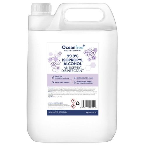 IPA Disinfectant Hand Sanitiser Sanitizer 99.9% Alcohol - 5L Litre - Ocean Free