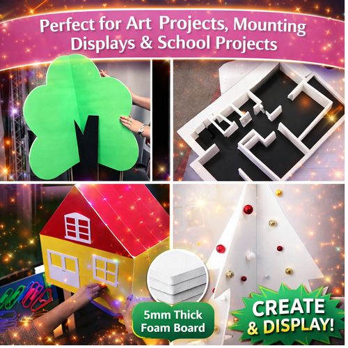 A2 White Foamboard – 5mm Thick x 10 Sheets (420mm x 594mm) – Lightweight Mountin — image 3