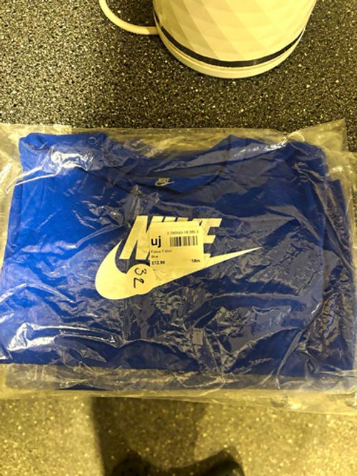 Nike Futura Men's Blue Graphic Logo Crew Neck Short Sleeve T-Shirt Size M