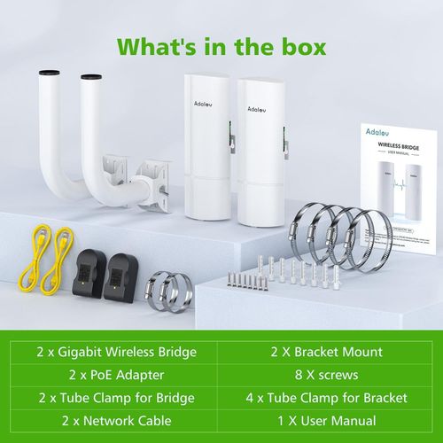 Gigabit Wireless Bridge,5.8G 3KM Point to Point WiFi Bridge Outdoor with Bracket — image 7