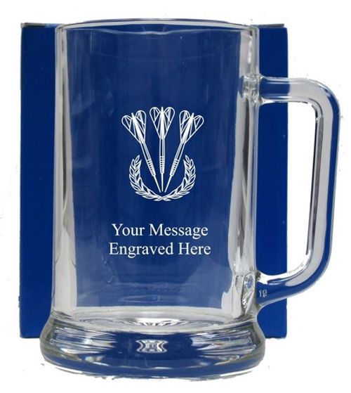 Personalised Darts Pint Glass Tankard Birthday Free Gift Box GT24