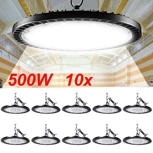 10x 500W UFO LED High Bay Light Workshop Garage Lights Industrial Warehouse Lamp