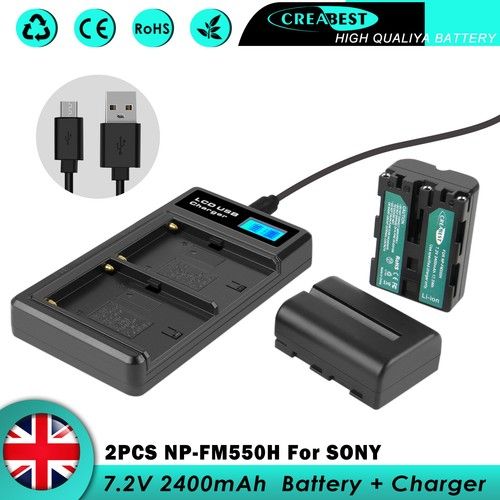 2× NP-FM500H Battery + Charger For Sony DSLR-A350 A850 A900 A550 A200 SLT-A57 66