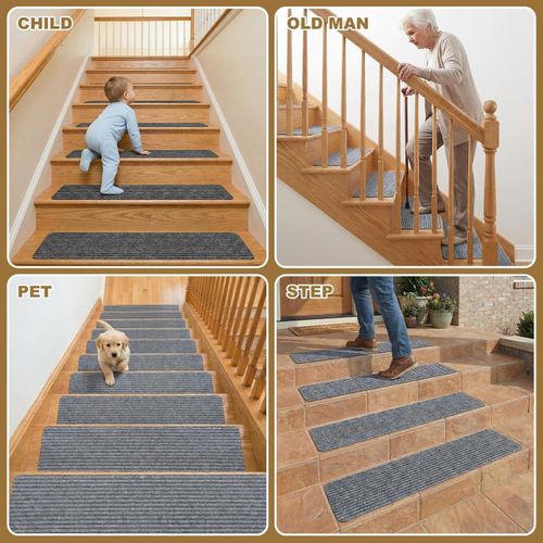 Lighterday 60 * 20cm Stair Treads Carpet 15 Pack,Peel and Stick 1, Beige — image 6
