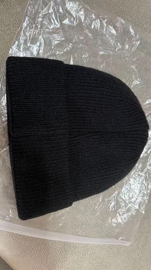 PRADA Milano Black Wool Knit Beanie Hat w/ Triangle Logo Patch One Size — image 4