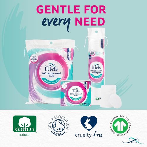 Lil-Lets Certified Organic Cotton Wool Round Pads 100 Count — image 9