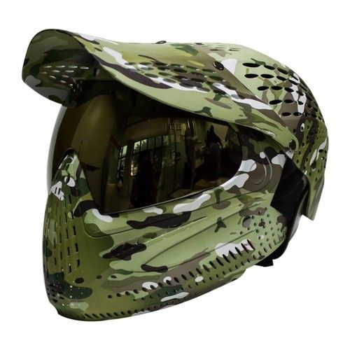 Paintball Mask Full Face Lotus Camo Anti-Fog Dual Lens Airsoft Helmet Goggles UK
