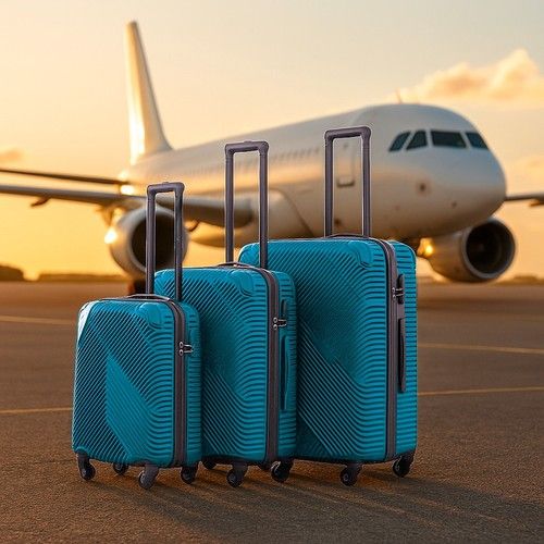 Neo Luggage Suitcase Set 3 Piece Hard Shell ABS Expandable Handle Inbuilt Lock