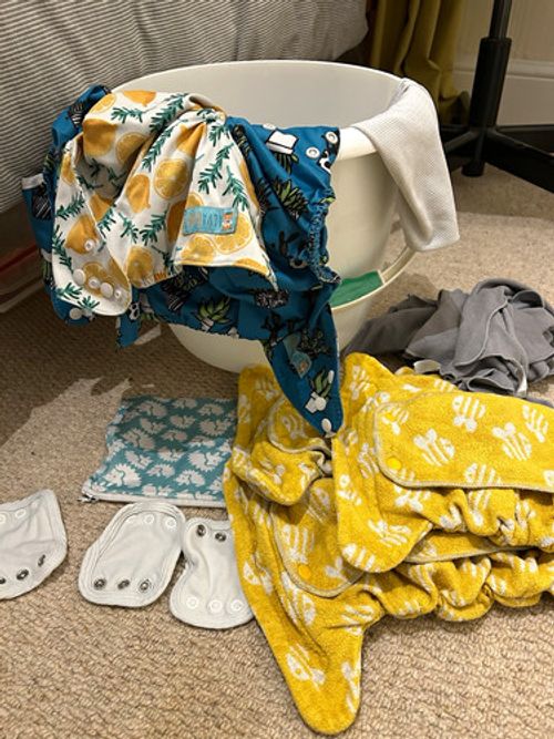 TotsBots Reusable Cloth Nappies Lot - One Size Lemon & Yellow Print Set of 3