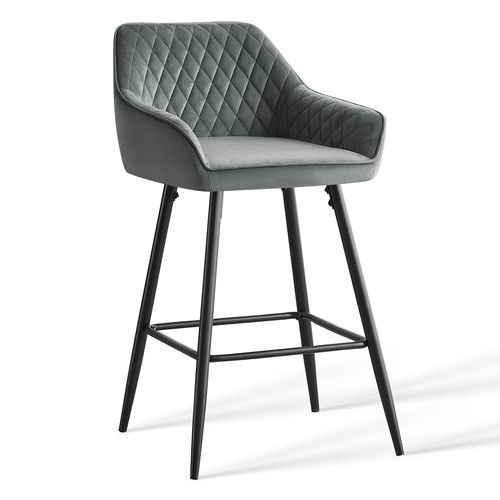 1/2/4X Breakfast Bar Stools Velvet Padded Bar Chairs Seat  Kitchen Pub Stool UK