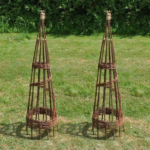 Willow Garden Obelisk Wooden Spiral 1.15m Climbing Plant Support Frame (2) — image 1
