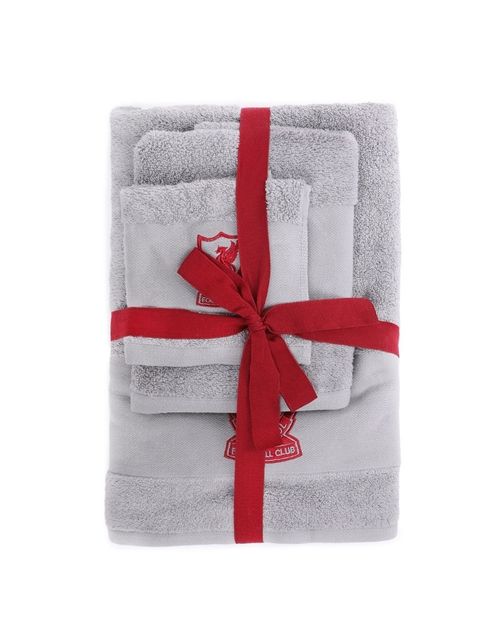 Liverpool FC Official 3 Pack Retro Crest Grey Towel Set LFC Gift — image 3