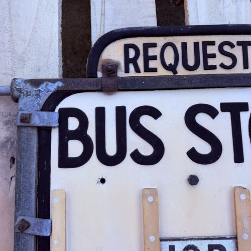 Original Vintage Double Sided Request Bus Stop Sign Route 10B British Transport — image 3