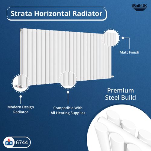 Radiator Horizontal Double Panel Oval Column Designer Central Heating White Rad — image 5