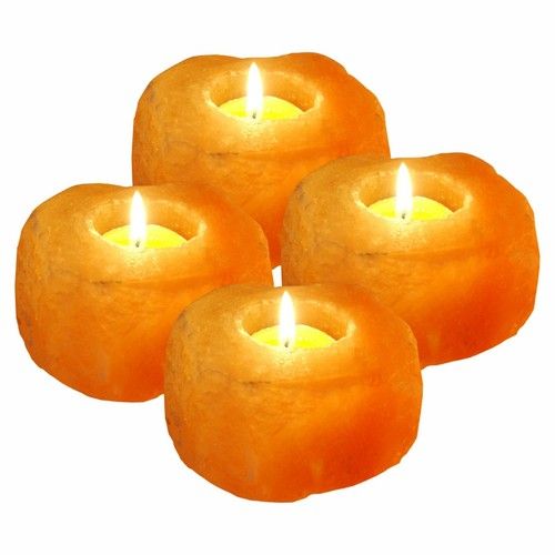 CANDLE HOLDER Salt Tea Light PACK OF 4x NATURAL PINK HIMALAYAN CRYSTAL ROCK SALT