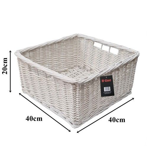 Large Square Wicker Storage Basket Xmas Hamper Rattan Shelf Unit Display Tidy