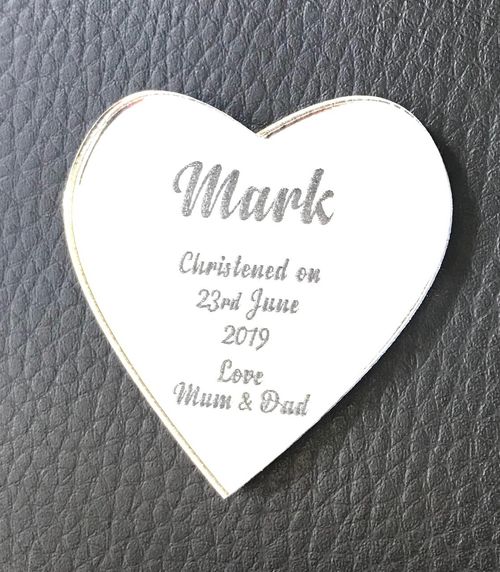 Personalised Heart Christening Keepsake Gift In 2Inch Silver MirrorWith Gift Bag — image 7