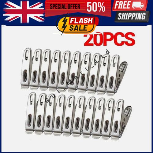 20pcs Super Strong Stainless Steel Clothes Pegs Washing Line Laundry Clip Garden