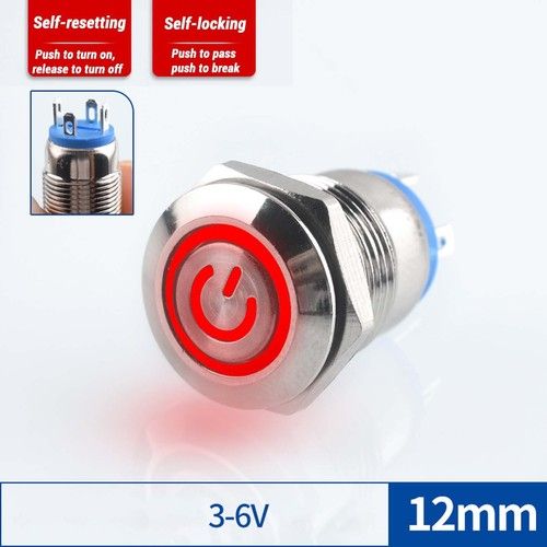 3-24V 12mm Metal Waterproof Push Button Switch Momentary Mini Switch On/Off