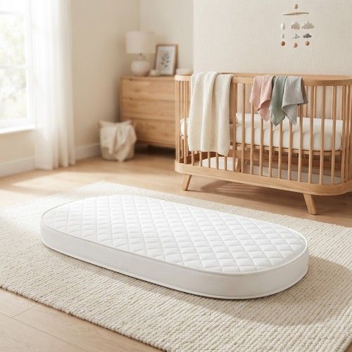 Quilted Pram Mattress Moses Basket with Soft, Breathable & Hypoallergenic Cover