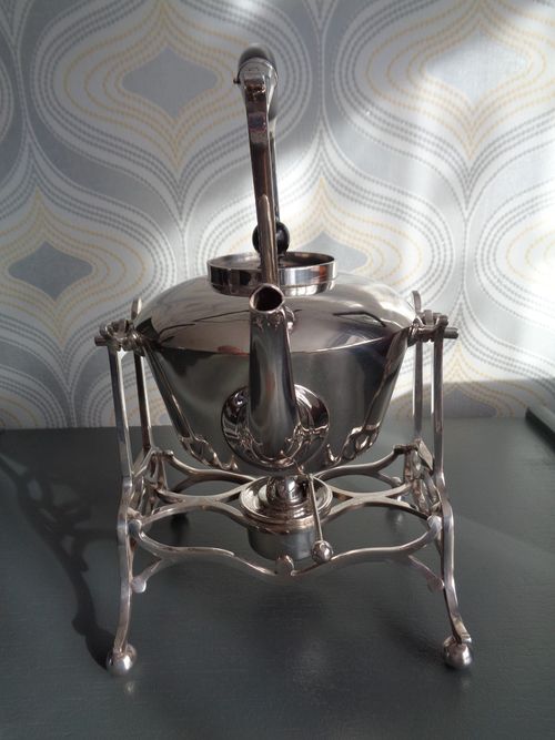 Martin, Hall & Co. Antique Silver Plated Tilting Spirit Kettle with Case — image 6