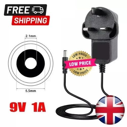 9V Power Supply UK 9v Adaptor 9v Charger 9 Volt Power Supply UK 9V 1A AC/DC PLUG