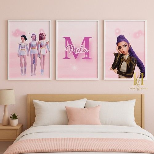 Set of 3 Personalised Kpop demon hunters Prints A4 Unframed wall art Rumi