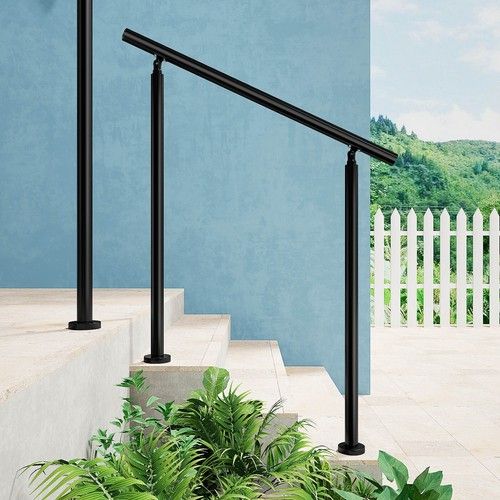 Handrail Stair Railing Fit 1 to 4 Steps Adjustable Hand Rail Outdoor and Indoor